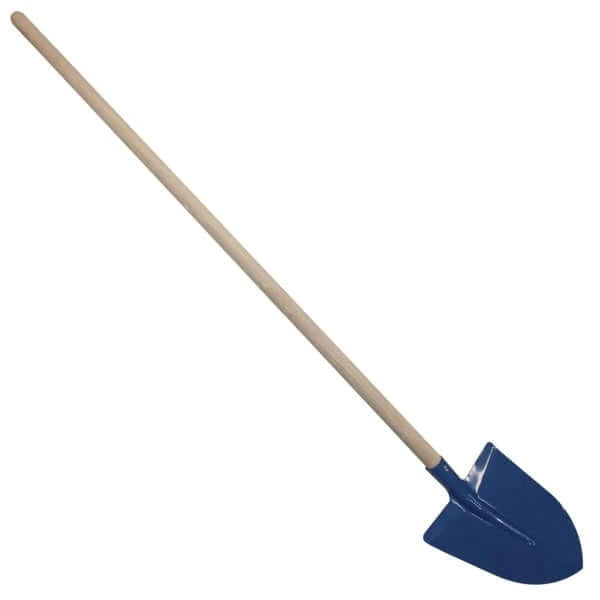 Badile blu a punta con manico in legno