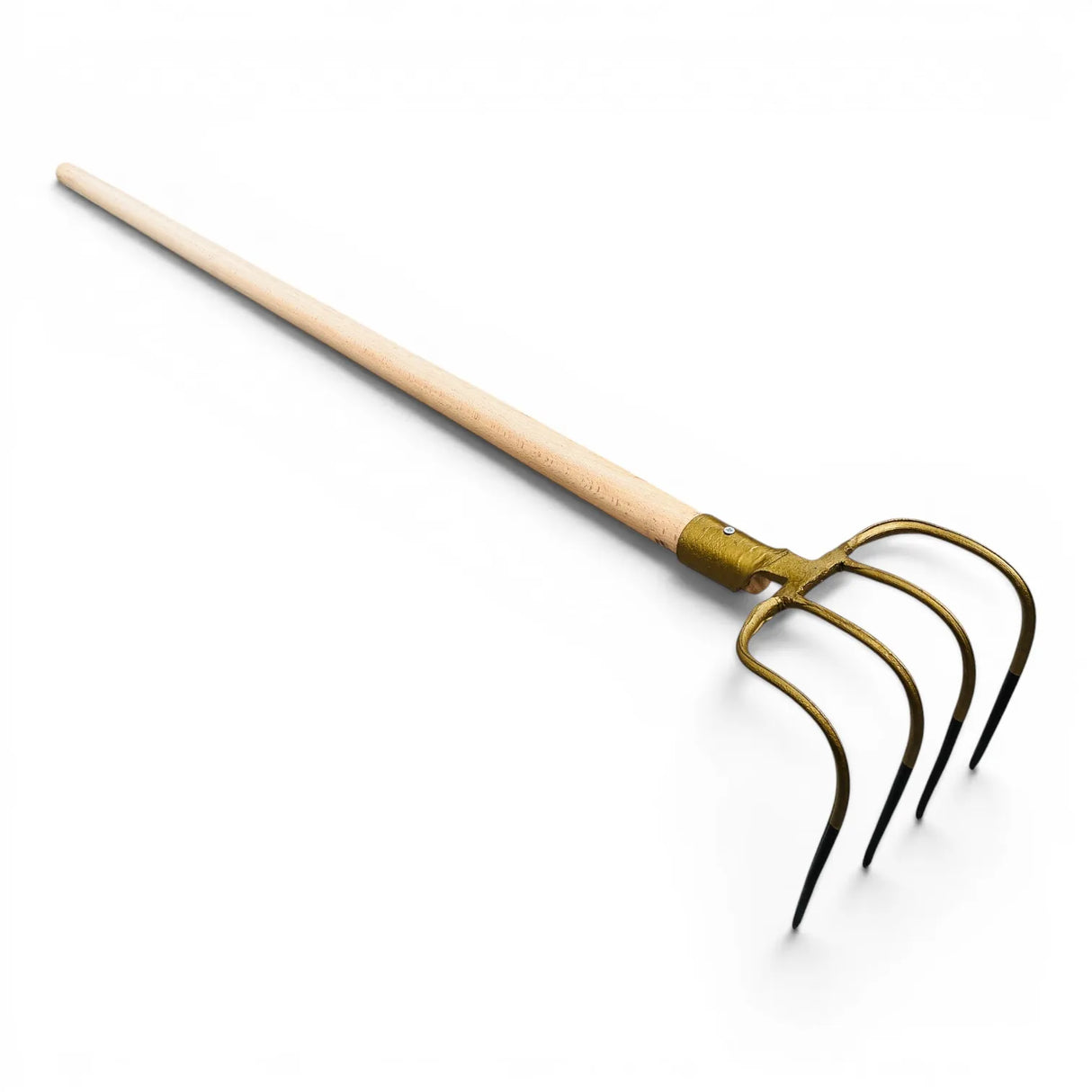 Forged 4-prong curved pitchfork with 140 cm wooden handle