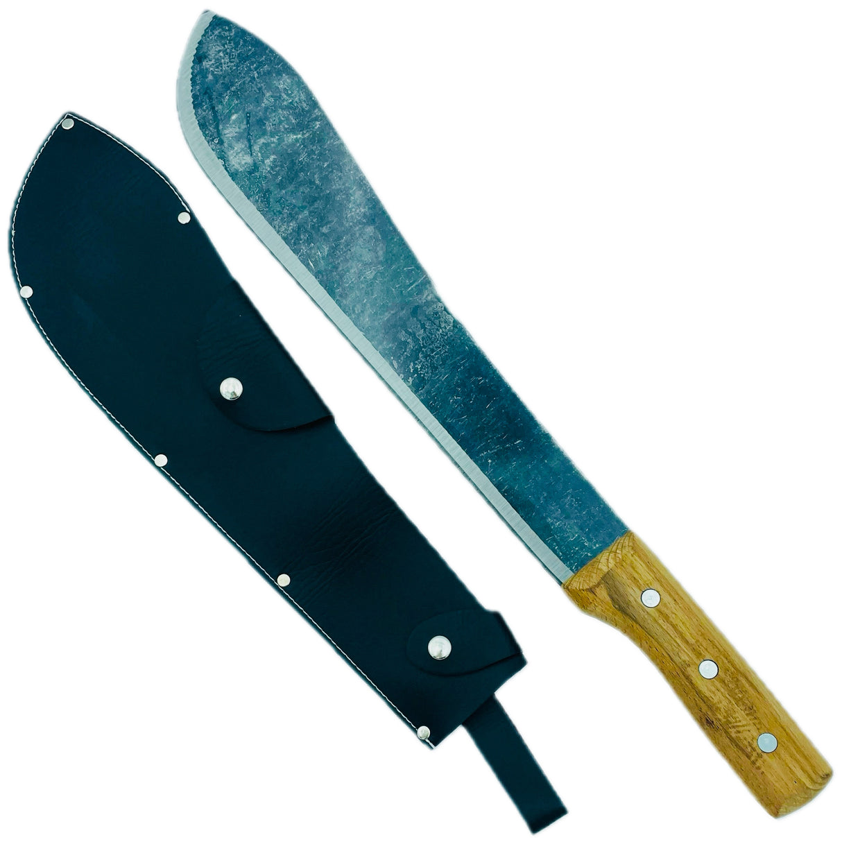 Machete with leather sheath
