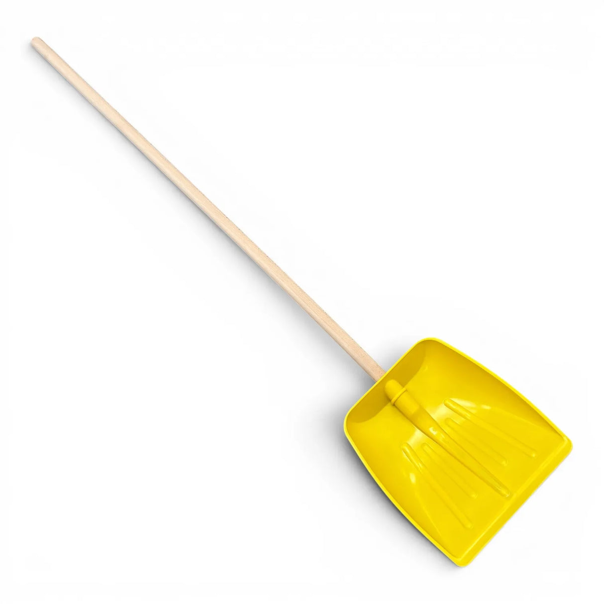 Multi-purpose scoop shovel with wooden handle