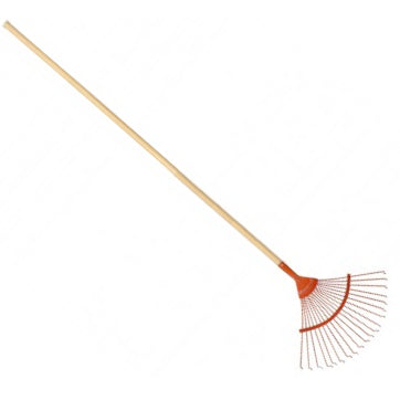 Scopa per foglie fissa a denti tondi manico legno 150cm