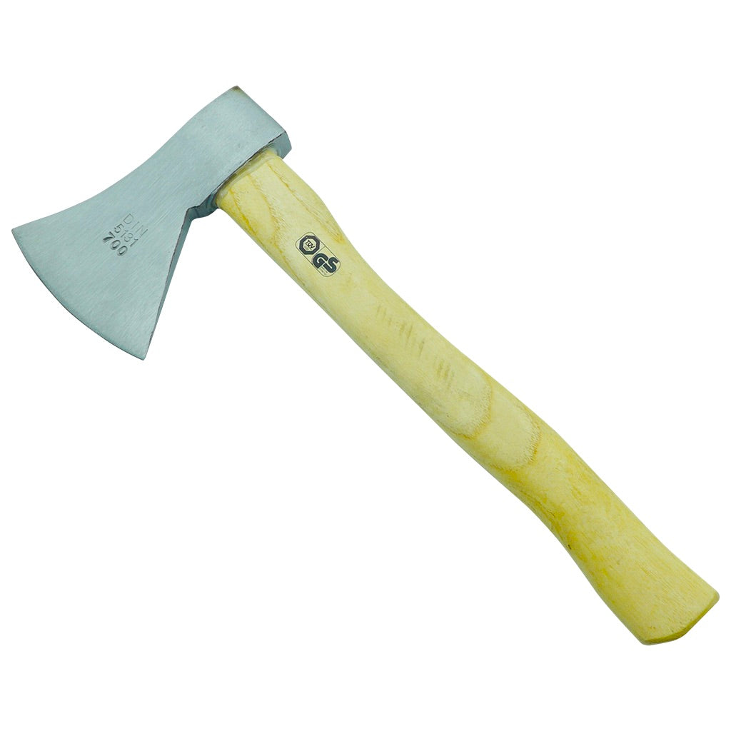 Polished head hatchet with wooden handle