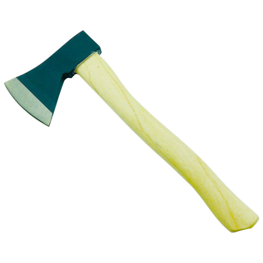 Black hatchet with wooden handle