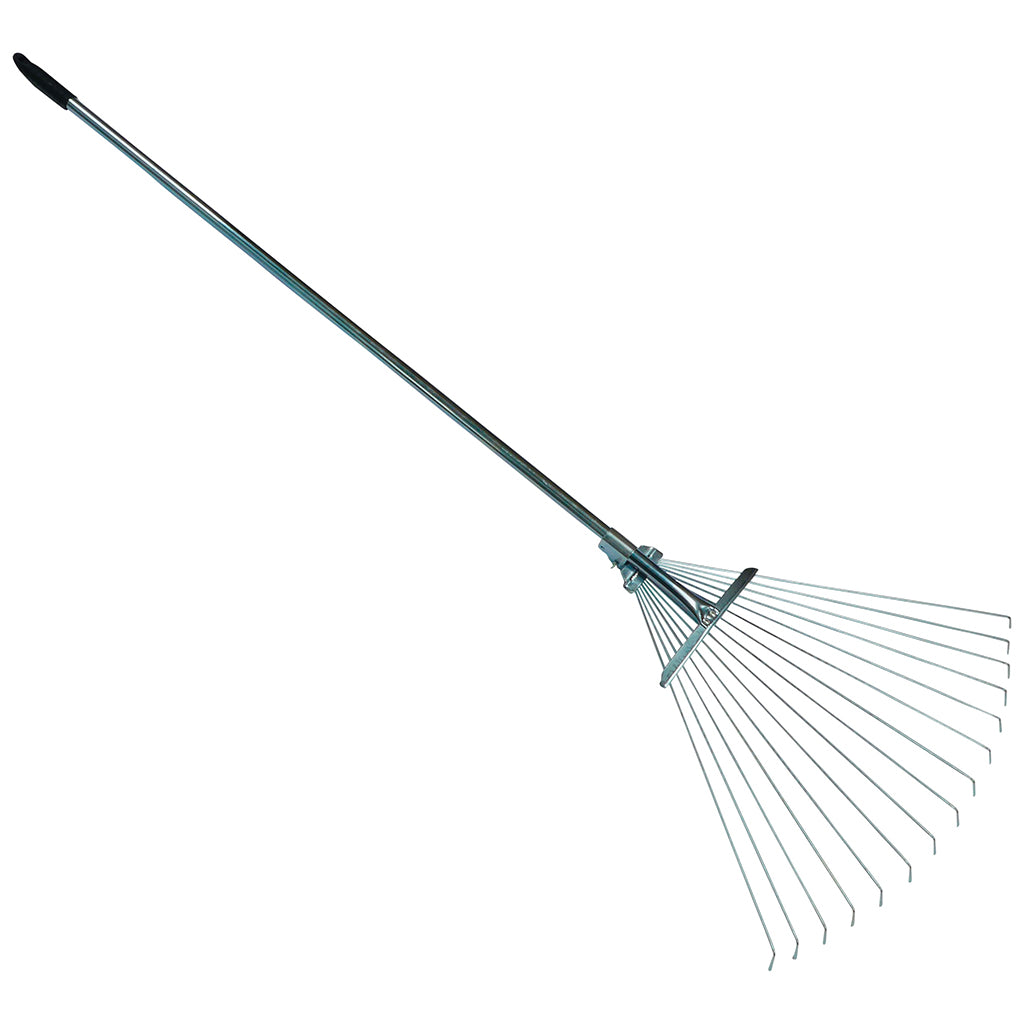 Adjustable leaf rake with steel handle