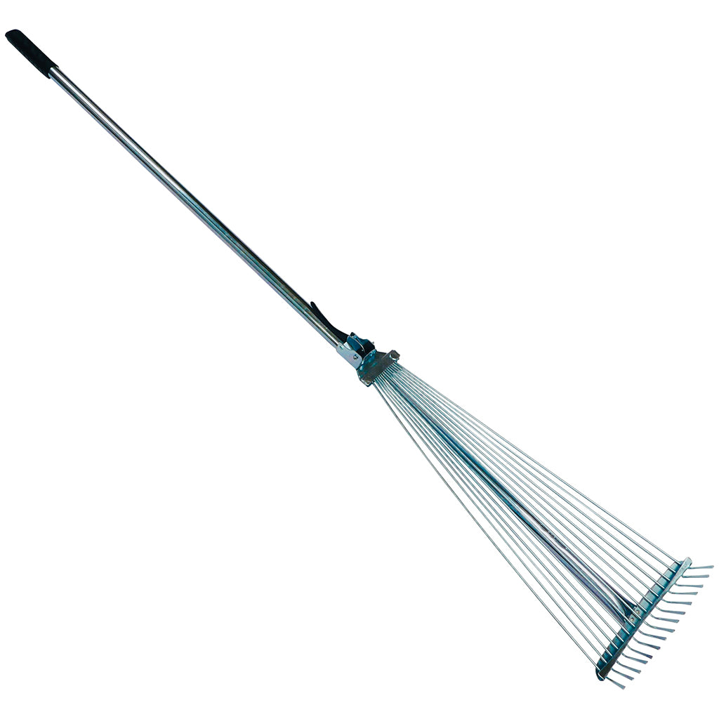 Adjustable leaf rake with steel handle