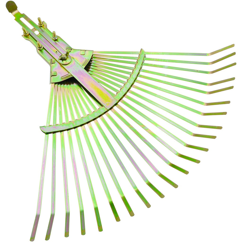 Adjustable leaf rake with clamps