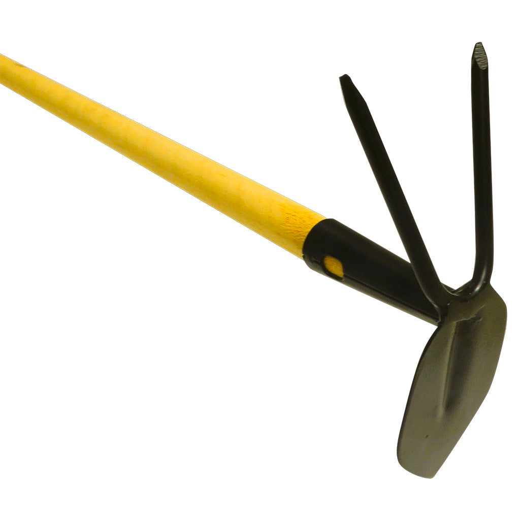 Welded heart-fork garden hoe wooden handle