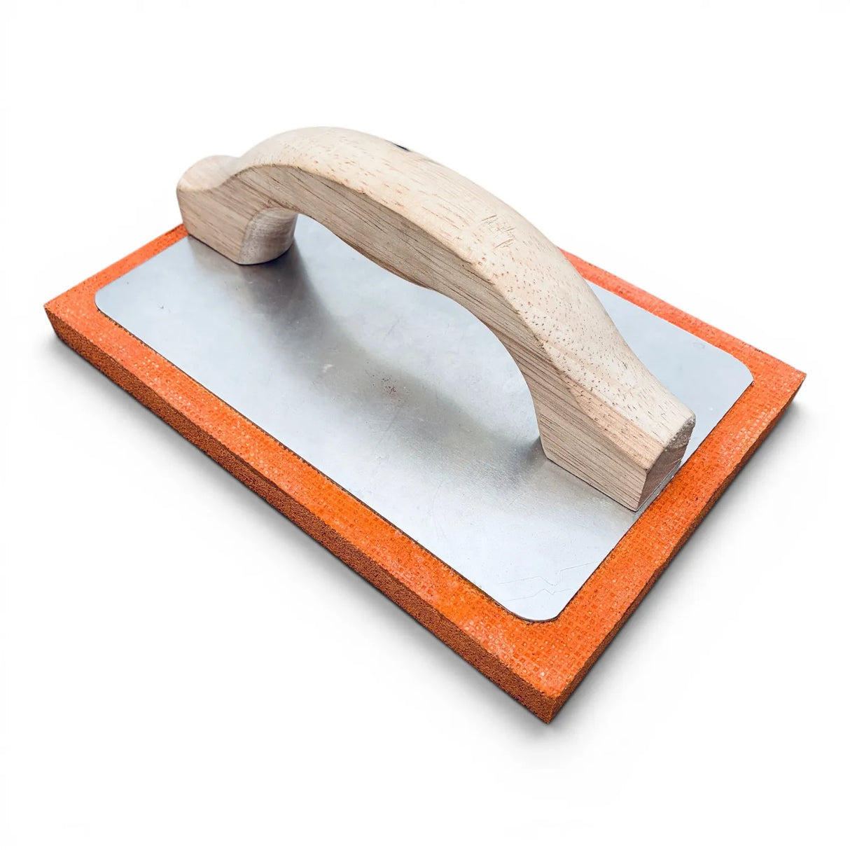 Frattazzo gomma spugna arancione manico legno base alluminio 21x14cm