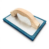 Frattazzo gomma spugna blu manico legno base alluminio 21x14cm