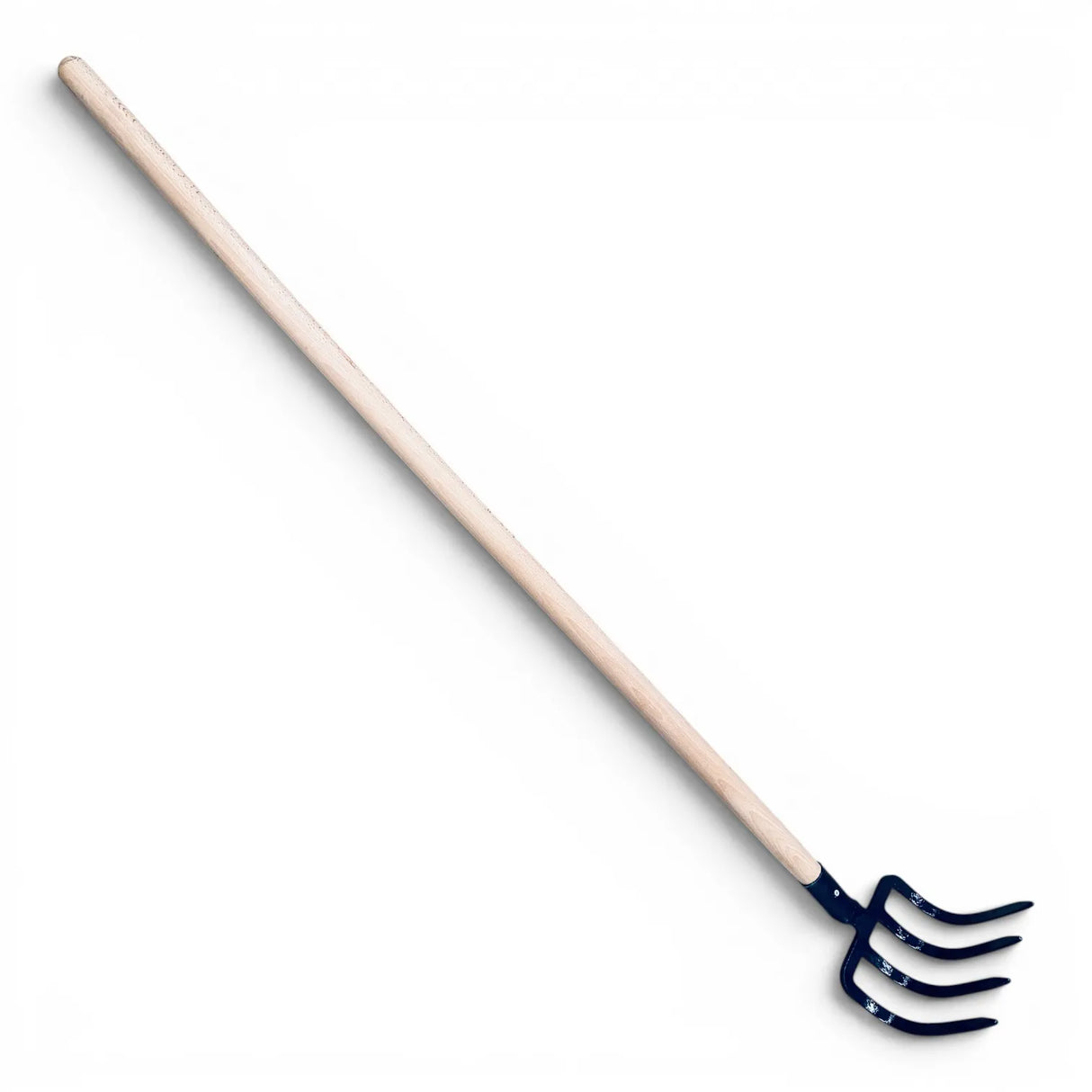 Forged 4-prong curved hoe with wooden handle
