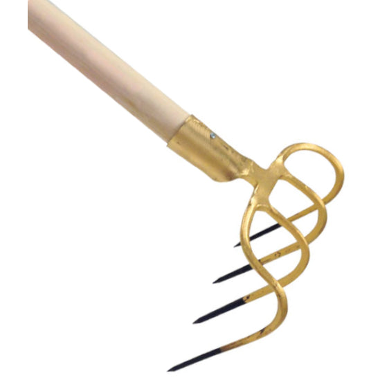 Forca a 4 denti curvi forgiata manico legno 140cm