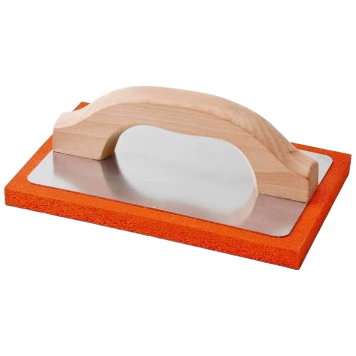Frattazzo gomma spugna arancione manico legno base alluminio 21x14cm
