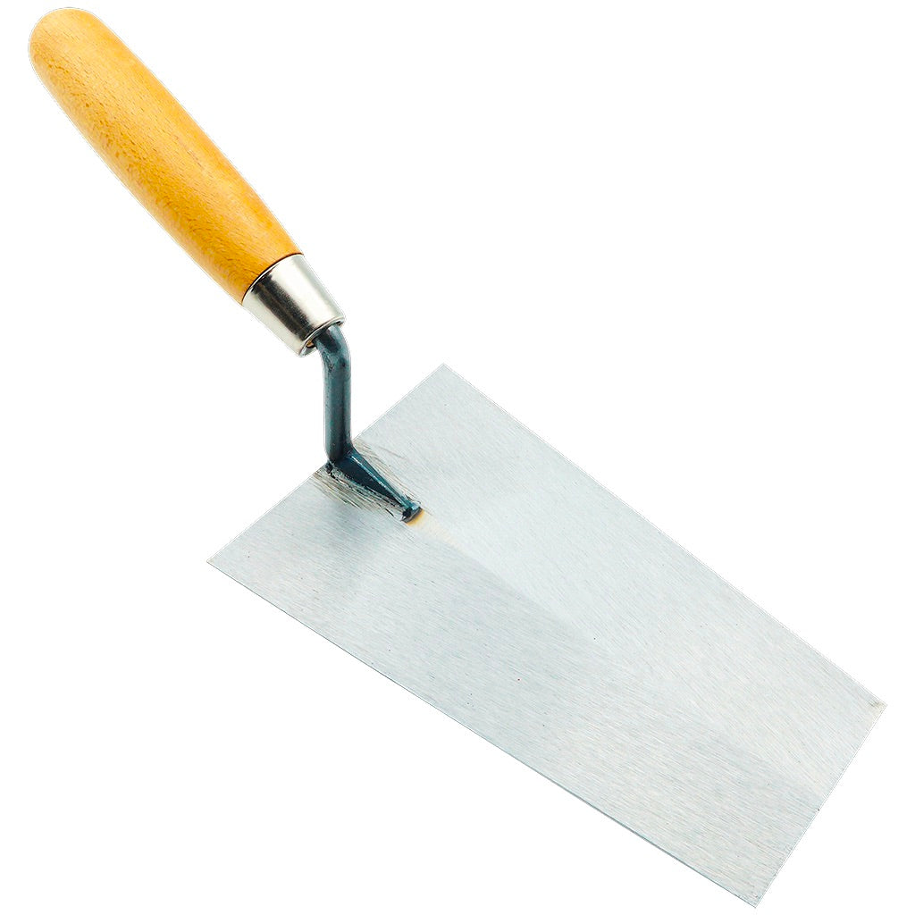Square tip trowel with wooden handle