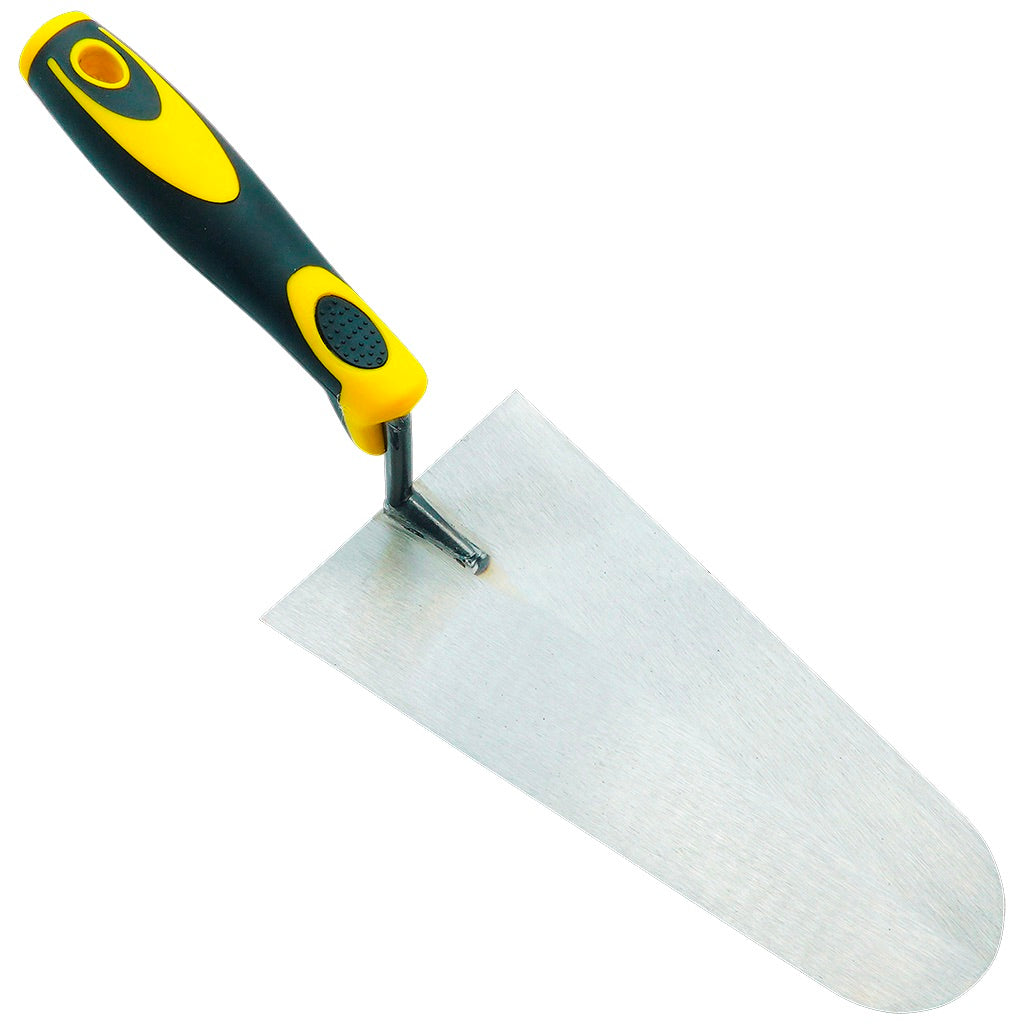 Wide round tip trowel with two-component handle
