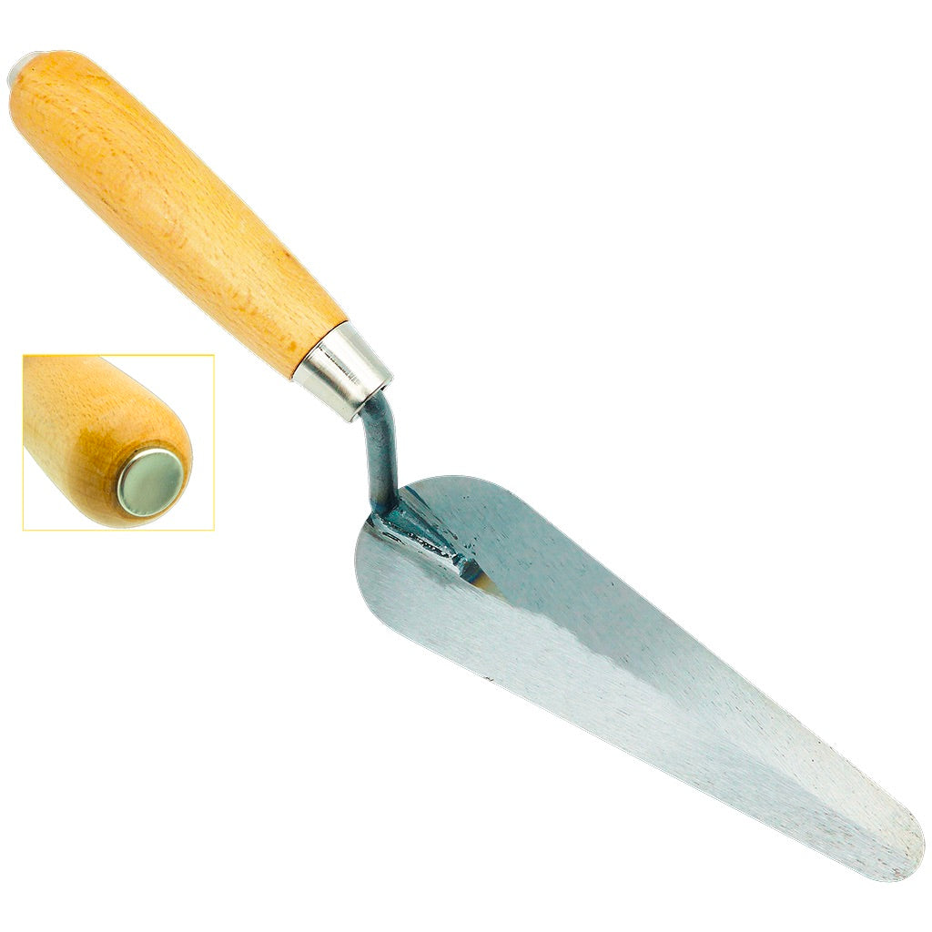 Cat tongue trowel with wooden handle