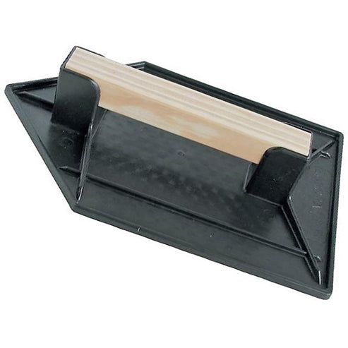 Plastic pointed trowel with wooden handle