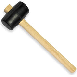 Black rubber mallet with wooden handle
