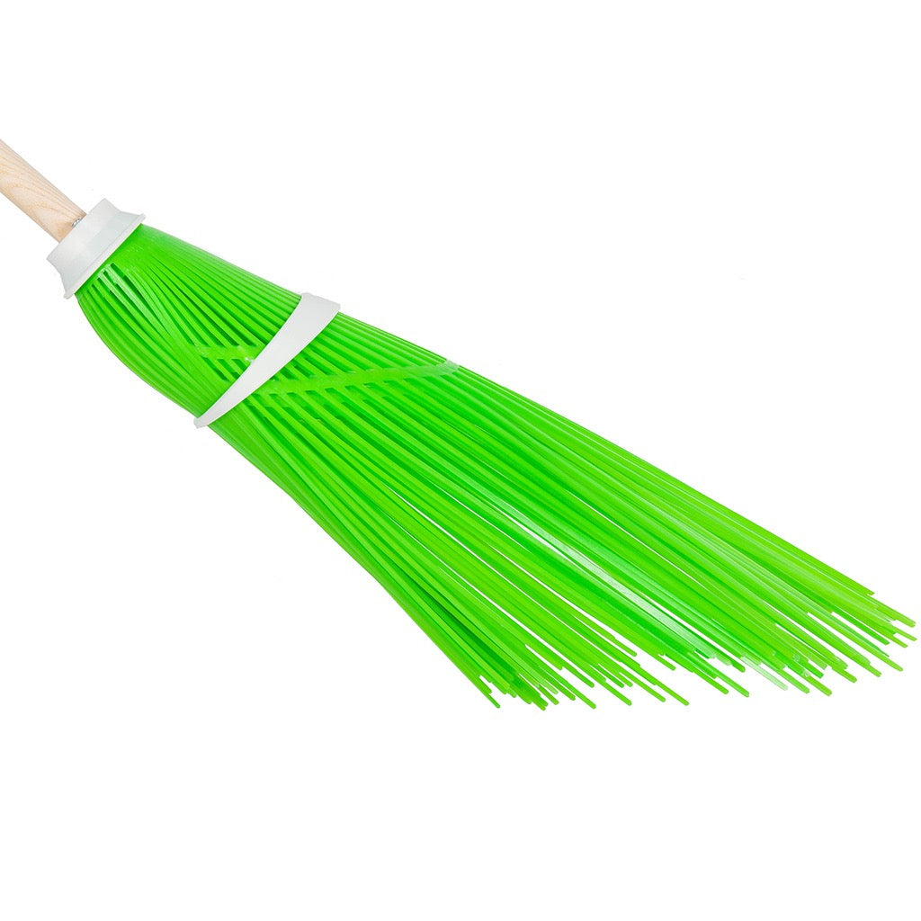 Green plastic broom