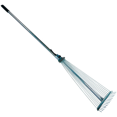 Adjustable leaf rake with steel handle